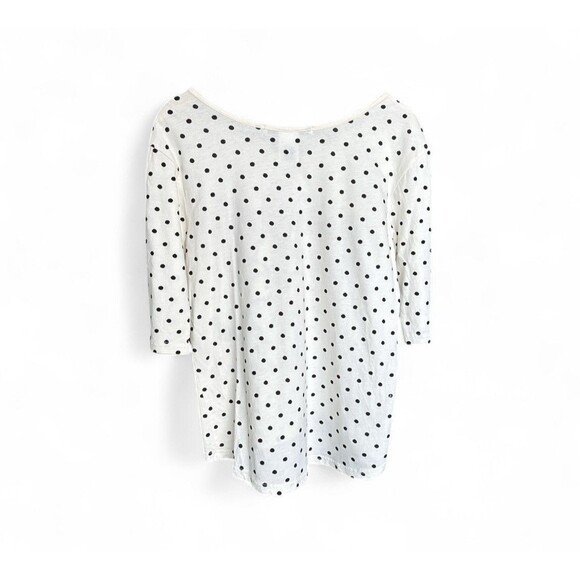 Disney Parks Minnie Mouse Bow Top Women's Approx Large White Black Polka Dots - Picture 2 of 7